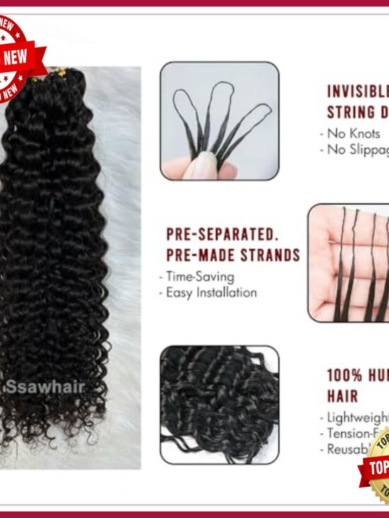 Knotless Pre-Separated Curly Human Hair Extensions 14 Inch 120g